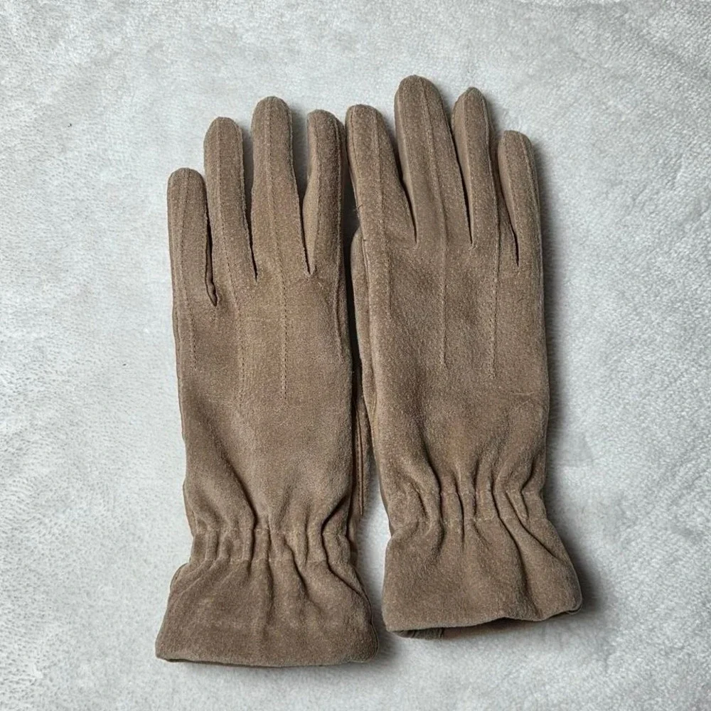 Vintage Isotoner Tan leather‎ gloves with suede interior #tanleathergloves